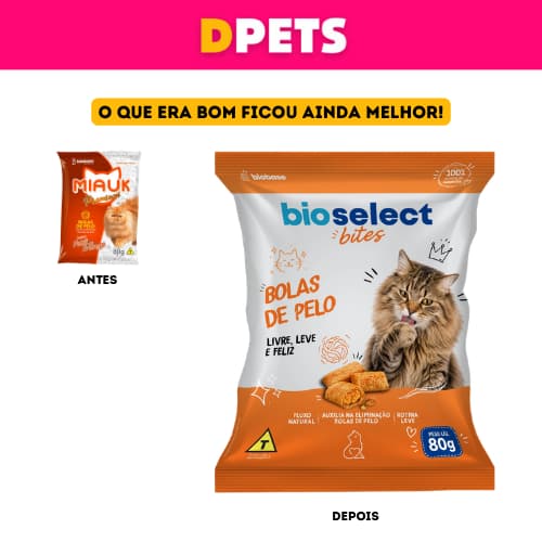 Petisco Bioselect Bites Para Gatos 80g - Bola de Pelos e Equlíbrio renal