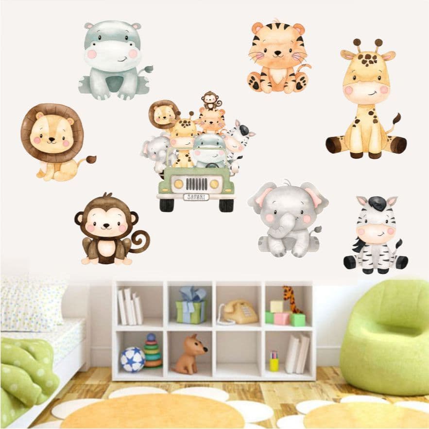 Adesivo Decorativo Safari – Animais Safari da Floresta Infantil - Medidas Grande