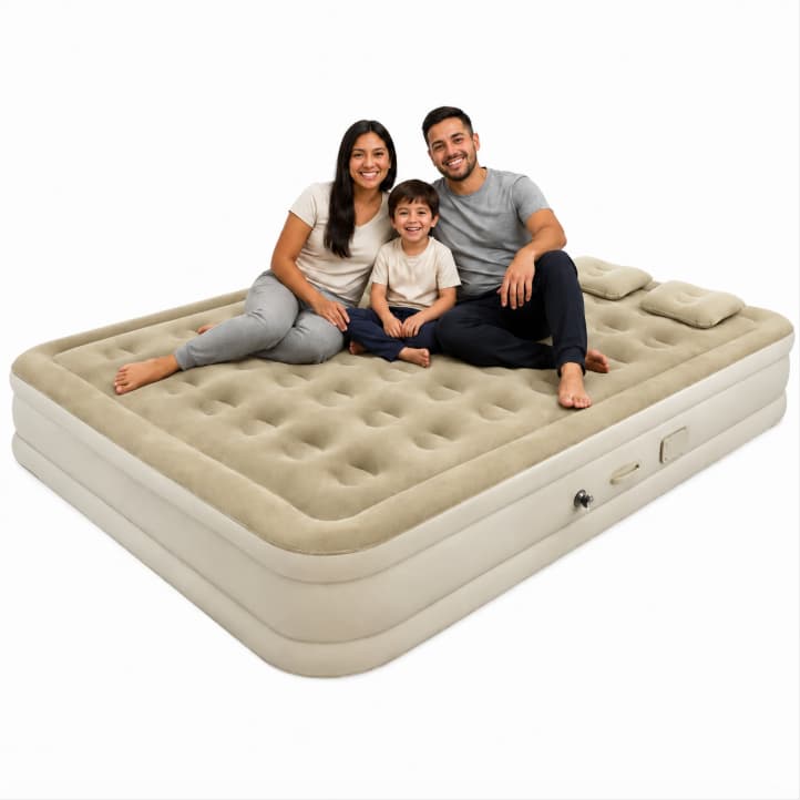 Inflatable Mattress (tamanho extra grande 180x200x40 cm), bomba de ar embutida de 4000mAh, bateria de longa duração.