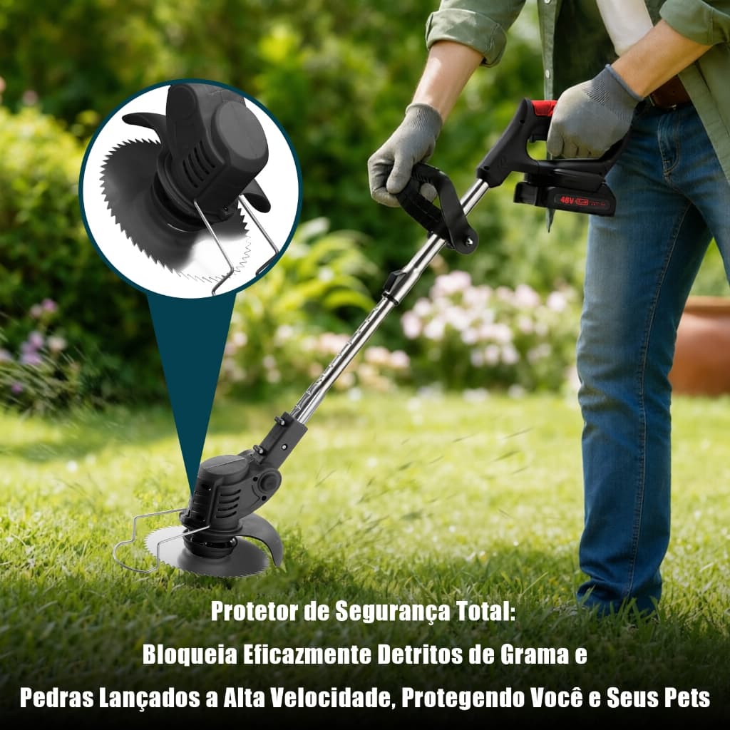 *Cortador de grama doméstico 48V Sem Fio | Dupla Voltagem, 2 Baterias Recarregaveis, Kit para Jardim e Quintal