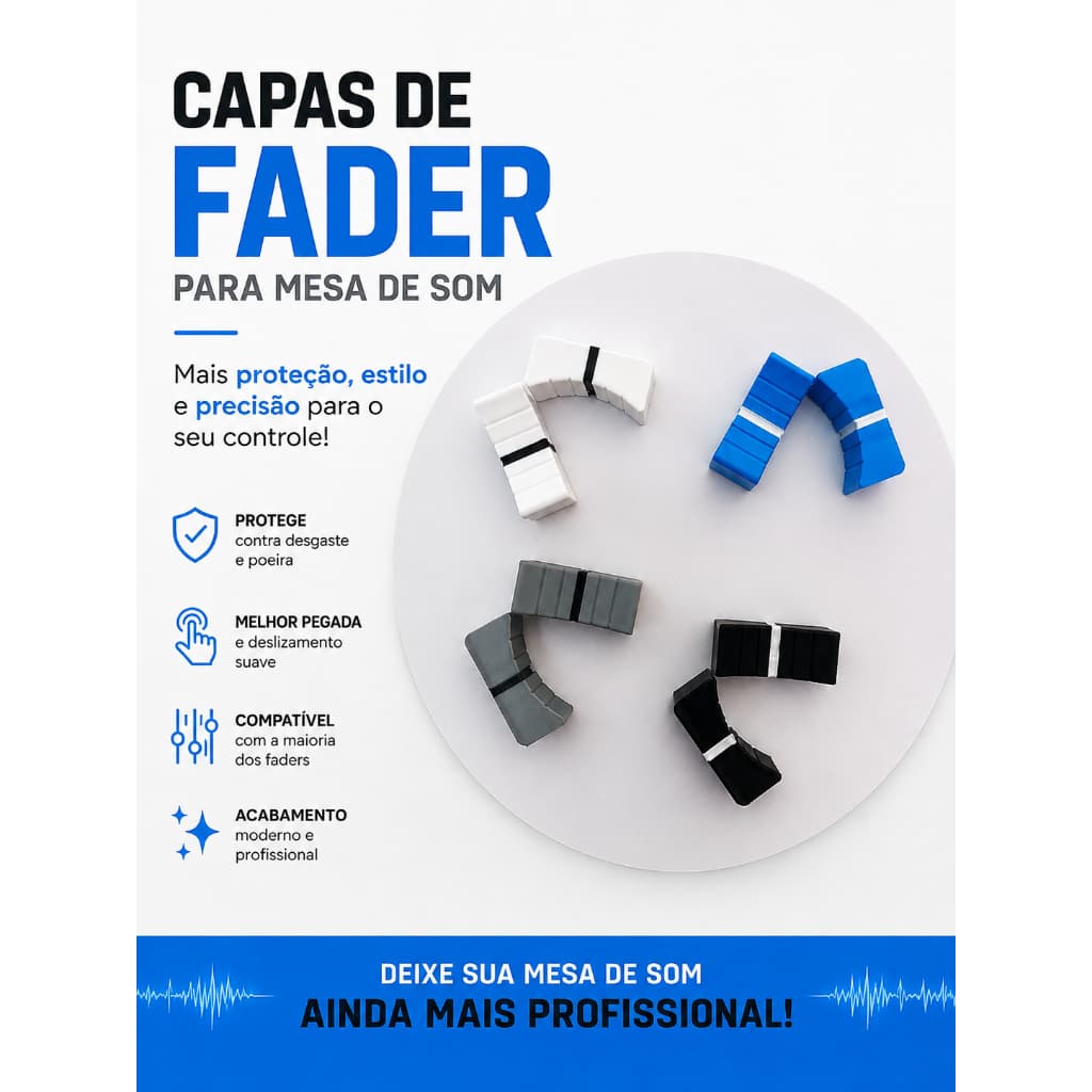 kit Premium Capa de Faders para Mesa de Som - Modelo Premium - Capa para Fader - Capa para mesa de Som - Kit de 1 até 21