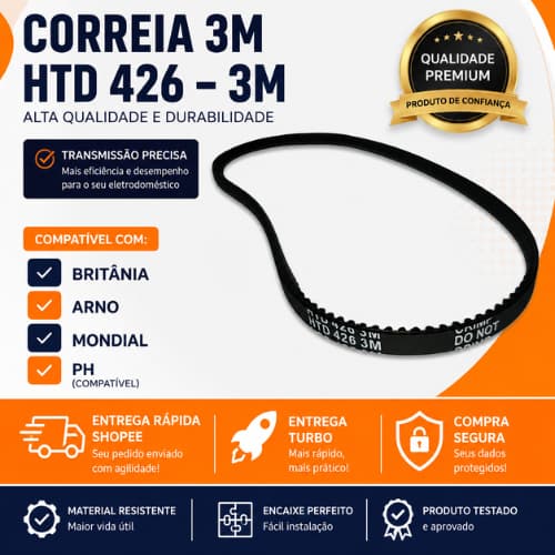 Kit 2 Correias para Batedeira Planetária PH Mondial Arno Britânia