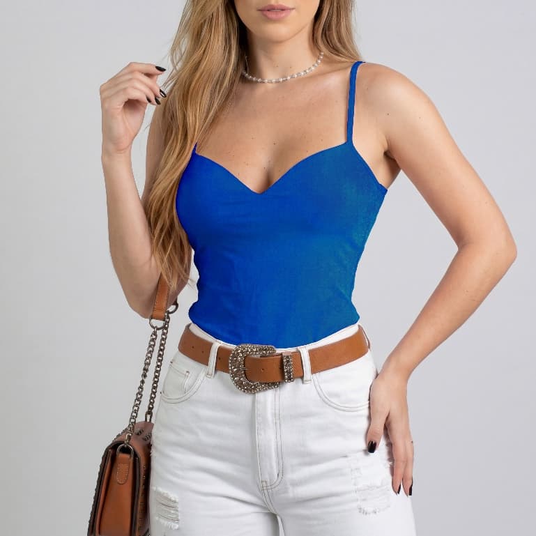 Blusinha Feminina Regata Decotada Básica Suplex Bojo Verão