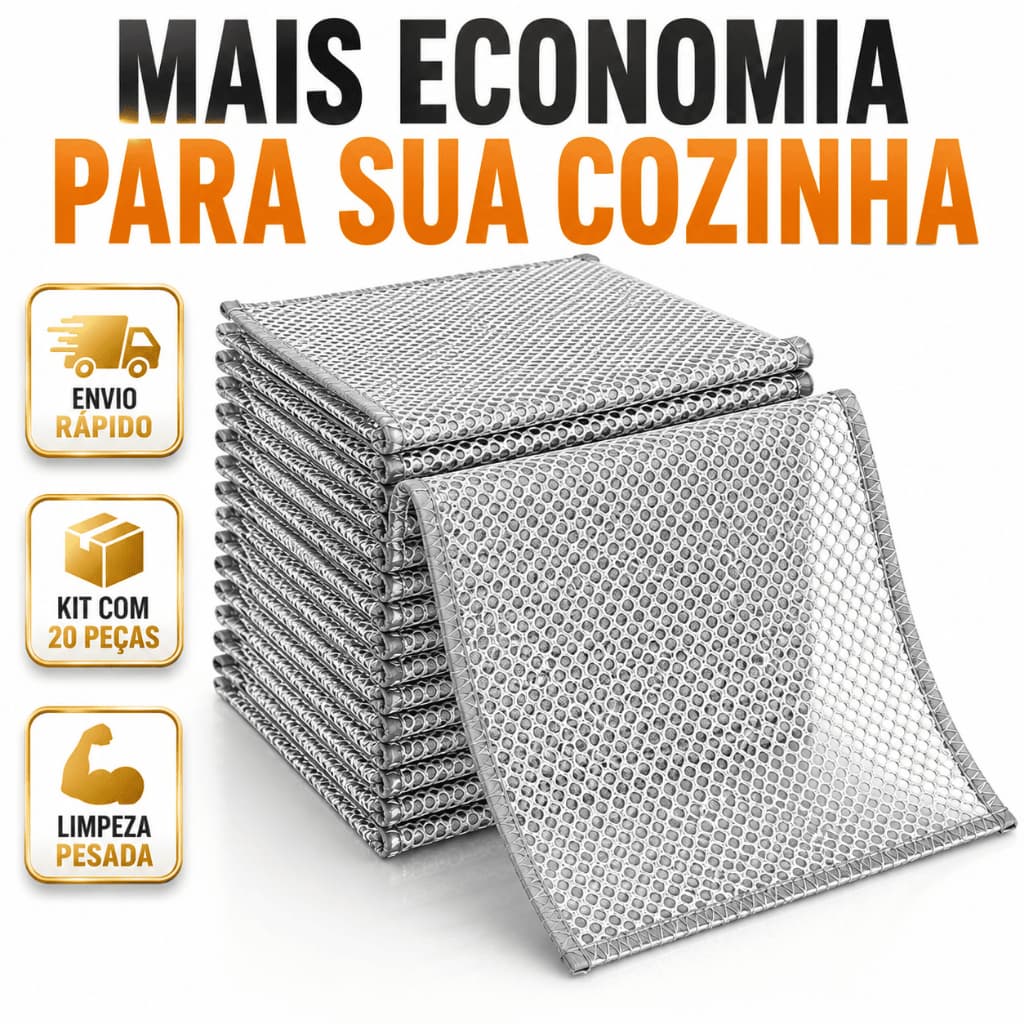 Kit 3 10 20 Panos de Limpeza Metálico Reutilizável Tira Gordura Não Risca Panelas Fogão Inox