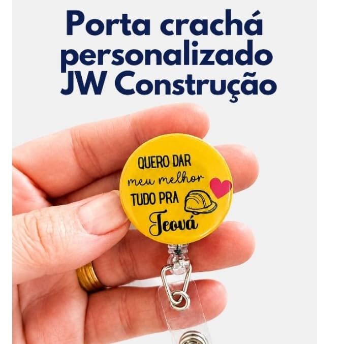 Porta crachá Botton JW - Construção manutenção VTM LDC - Retrátil - Crachá builder jworg salão do reino