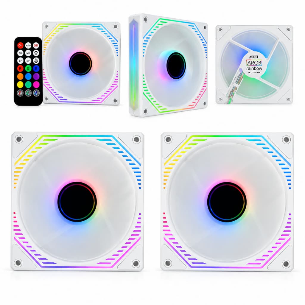 Kit 5 Fans Branca Argb Com Controladora Aauw K-mex