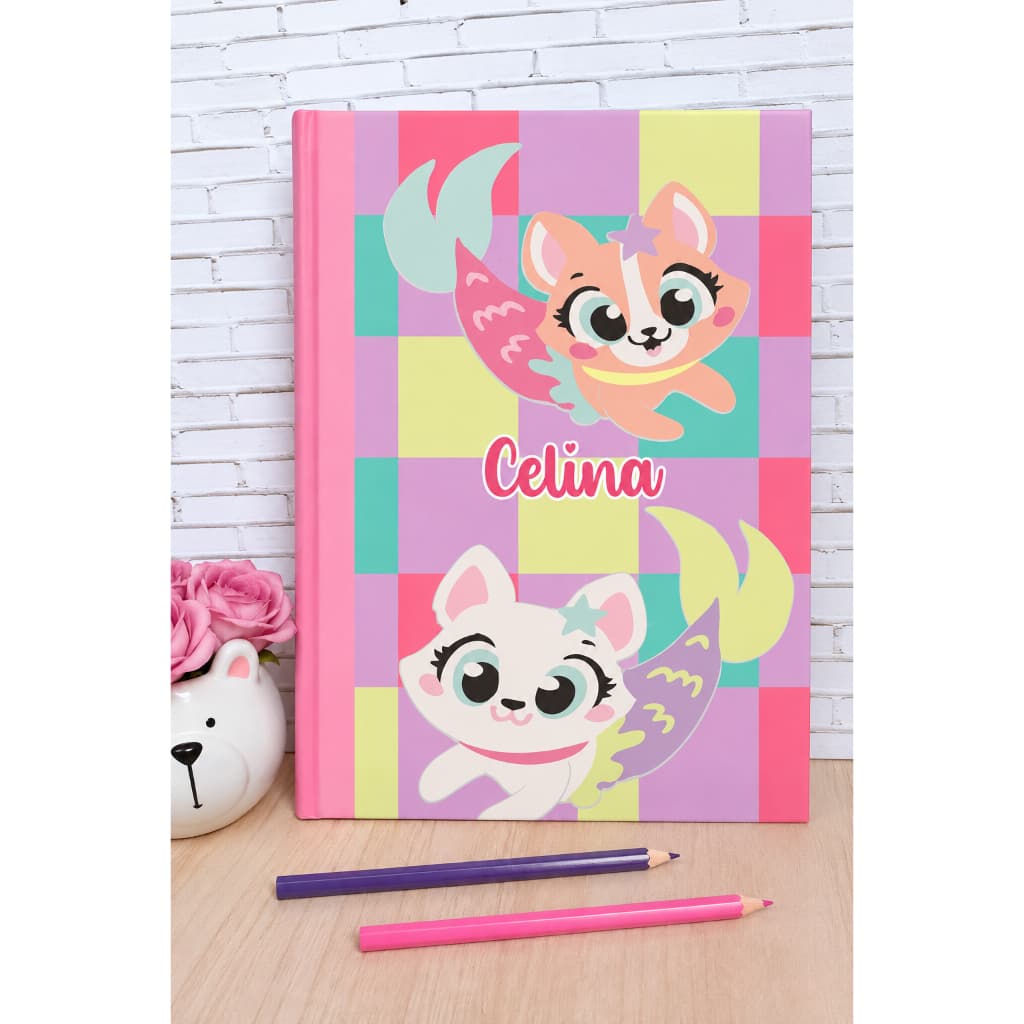 CADERNO GATINHA SEREIA PUKET BROCHURA GRANDE PAUTADO 96 FOLHAS ou 48 FOLHAS