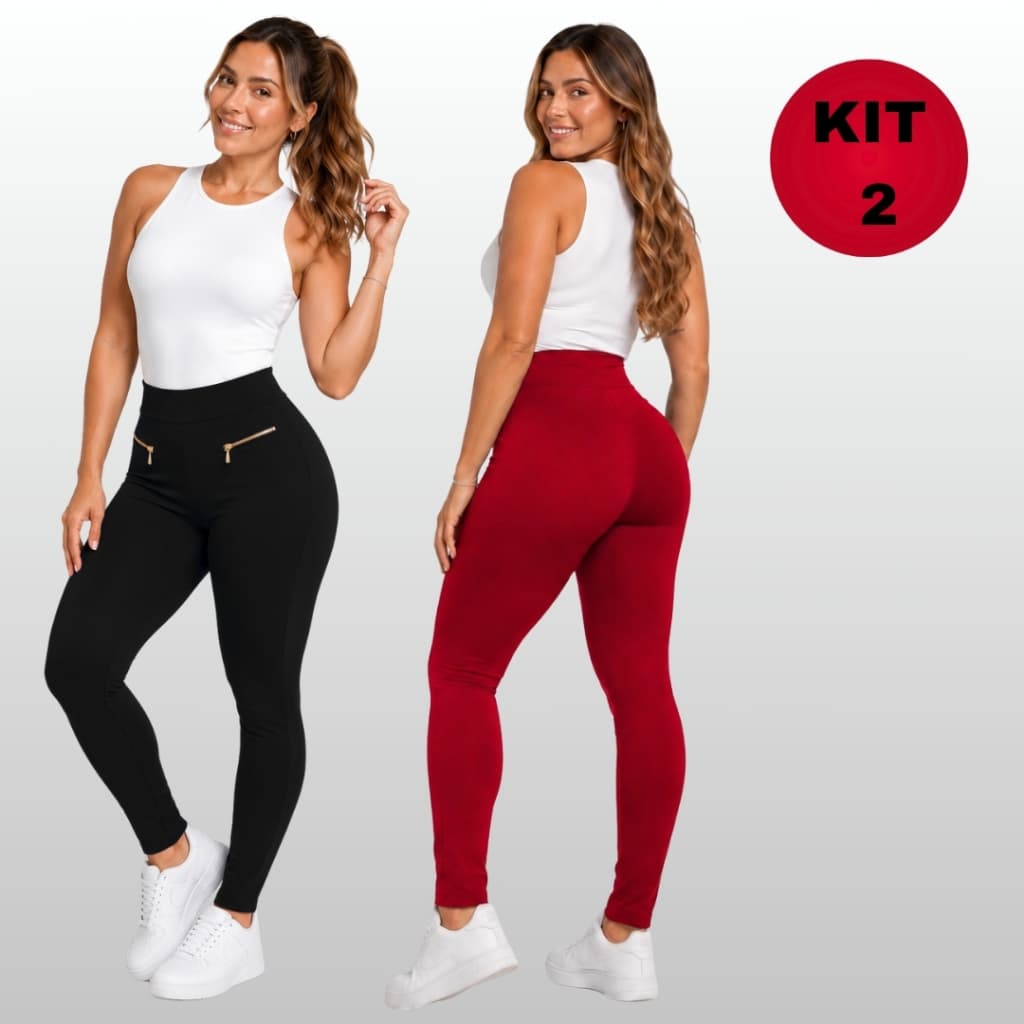 Kit 2 Legging Feminina Montaria Cintura Alta Premium