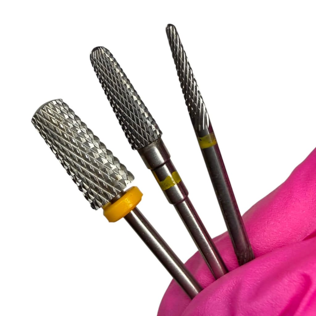 Kit 3 Brocas Tungstênio Profissional Unha Gel Porcelana Nail conica Nivelamento Acabamento Remoção
