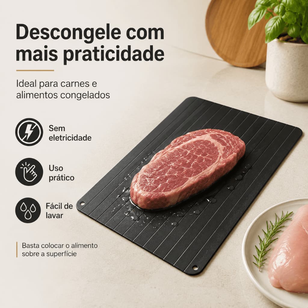 Tabua Magica Descongelar Rápido Carne Alimentos Defrost Express Tech Bandeja