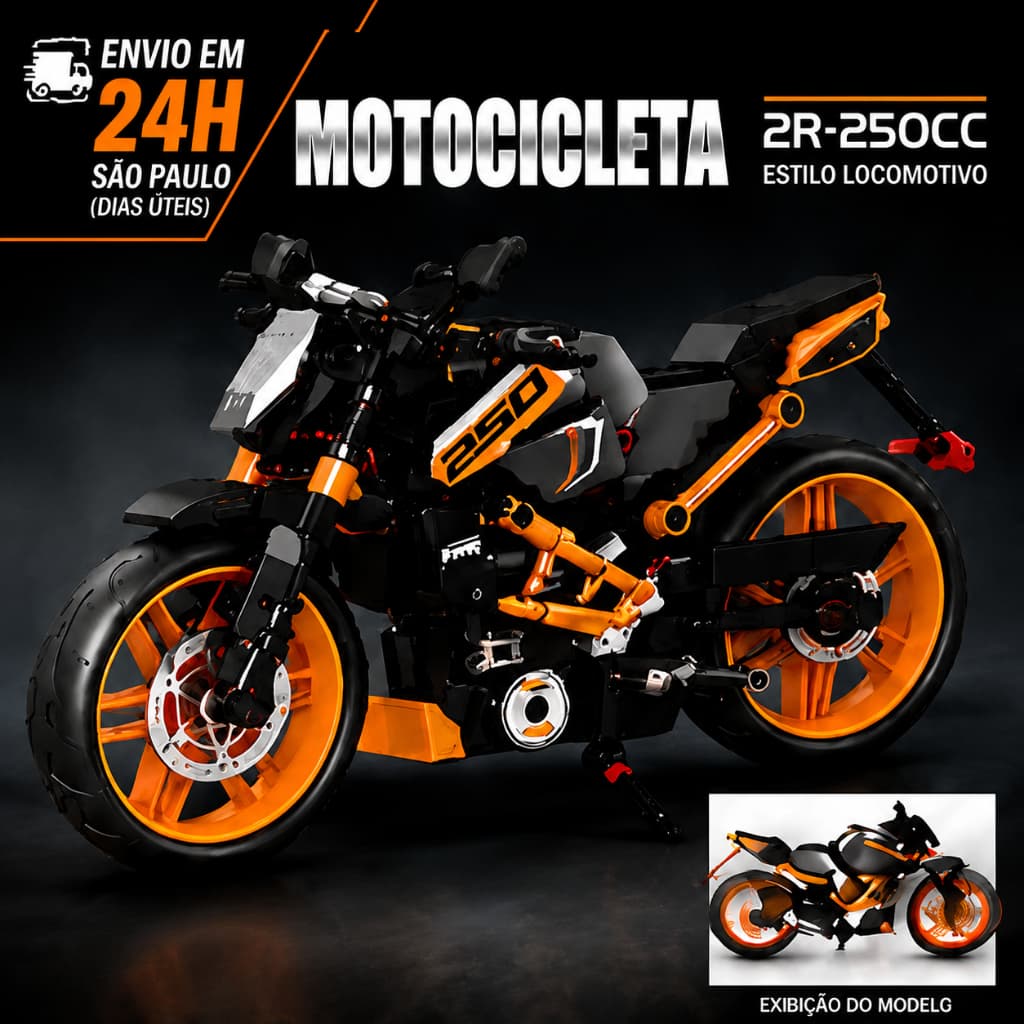 Moto Esportiva Blocos de Montar 2R 250CC Motocicleta Brinquedo de Construção Colecionável