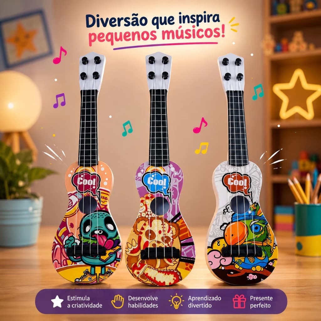 Guitarra Infantil Brinquedo Musical Som E Luz Violão Bebê Crianças Sortida