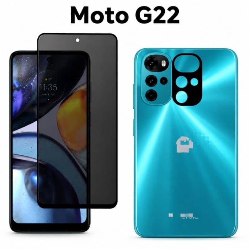Kit Película Privacidade + Película da Câmera Moto G22