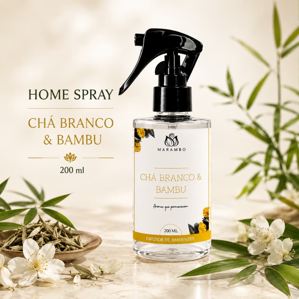 Home Spray Chá Branco e Bambu Marambo 200ml Aromatizador de Ambiente