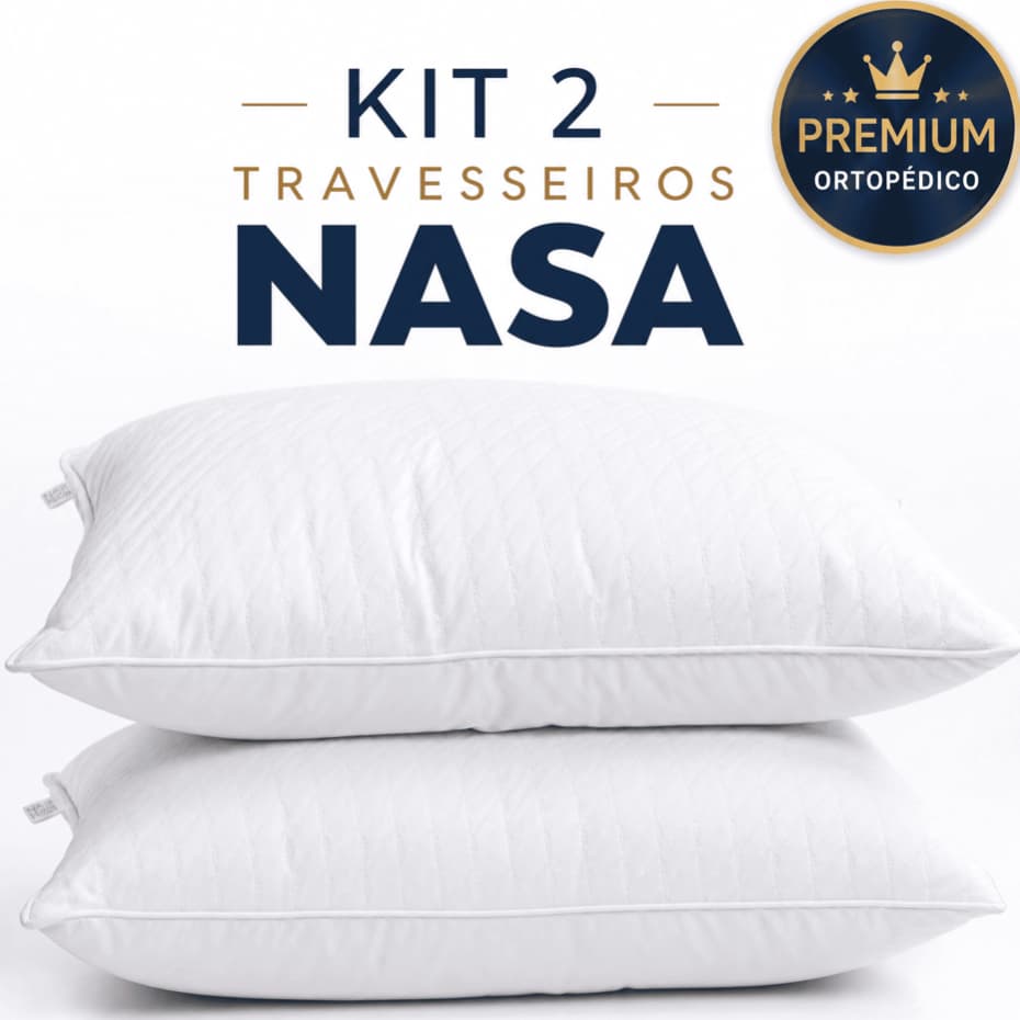 Kit 02 Travesseiro Nasa Anti-Alérgico Anti Stress Confort Cheio Nao Afunda 065x045cm