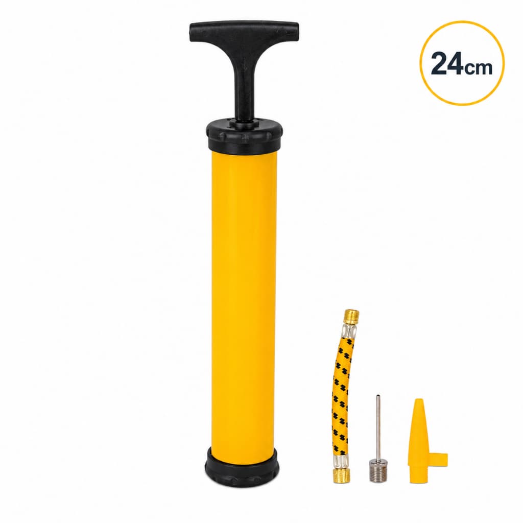 Bomba de Ar Manual 24cm Portátil com Mangueira e Bicos para Bola Bike Boia