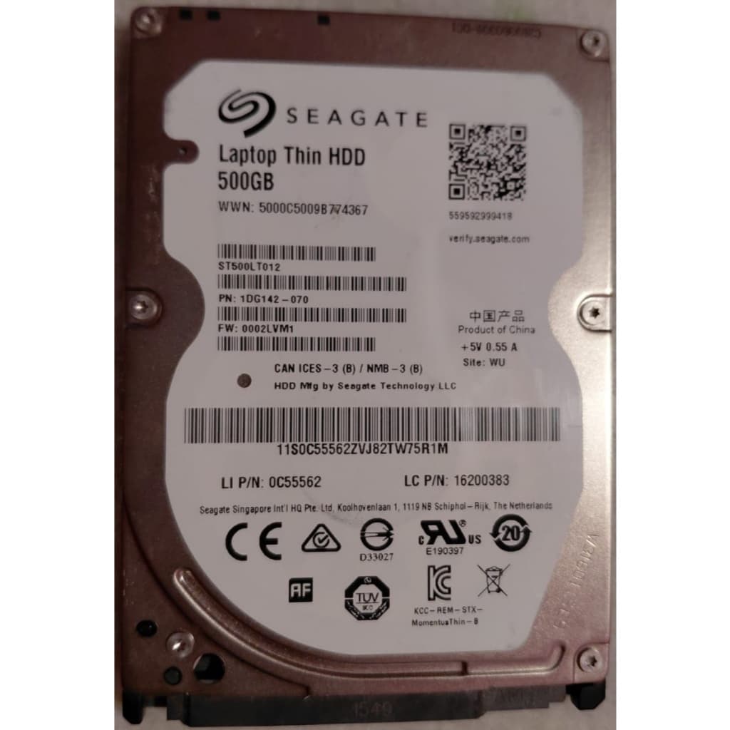 HD Original Seagate Laptop Momentus Thin-8 500 GB 2.5" Ultrafino ST500LT012 7200 rpm ideal para notebook/laptop/A-I-O/PC
