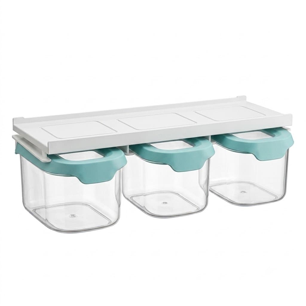 Kit 3 Potes Herméticos 900ml com Suporte de Fixação | Embaixo da Prateleira Espaço Pequeno Estante Organizador Cozinha