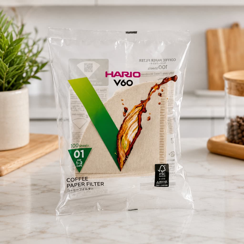 Hario Filtro De Papel para Coador de Café cor Natural V60 Tamanho 01 Com 100 Unidades Original Japão