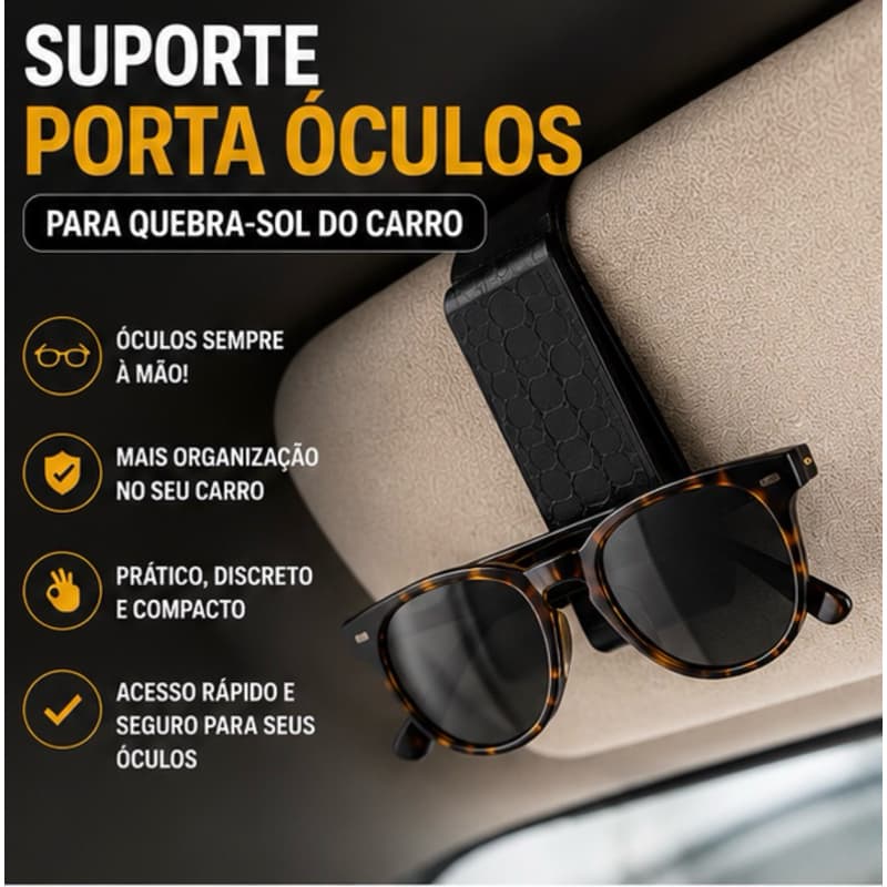 Suporte Porta Óculos para Quebra-Sol do Carro | Organizador Universal para Óculos | Prático e Compact