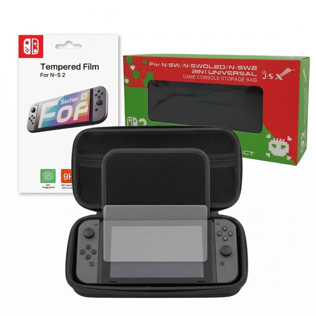 Bag Case de Transporte Estojo Capa Viagem + Película de Vidro Temperado 9H para Switch 2