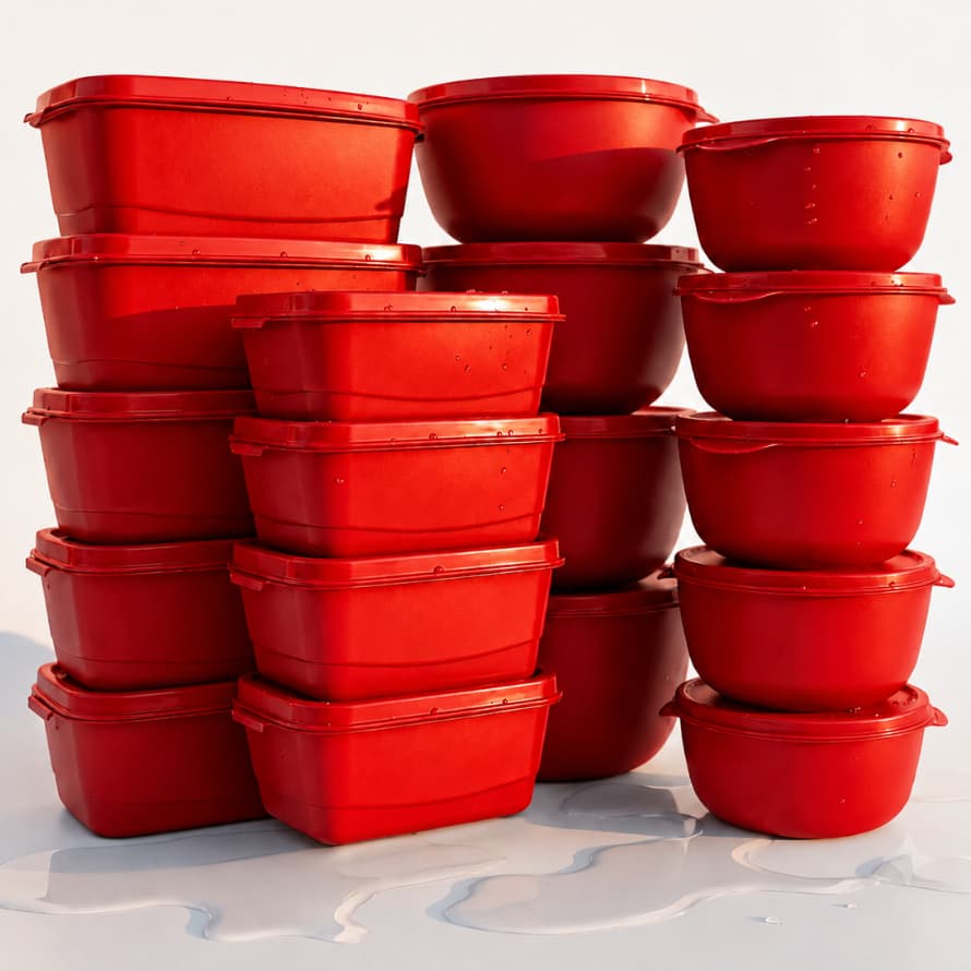 Kit de 20 Potes - 10 Pote Oval/Retangular + 10 Bowls Com Tampa Organizador Vasilha para Armazenamento