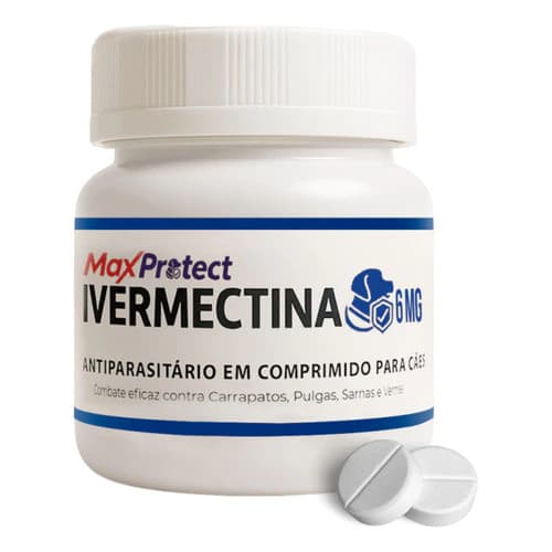 Remédio Ivermectina 6mg Para Cães Médios 15kg a 30kg Carrapatos Pulgas Sarnas Vermes 20 Comprimidos