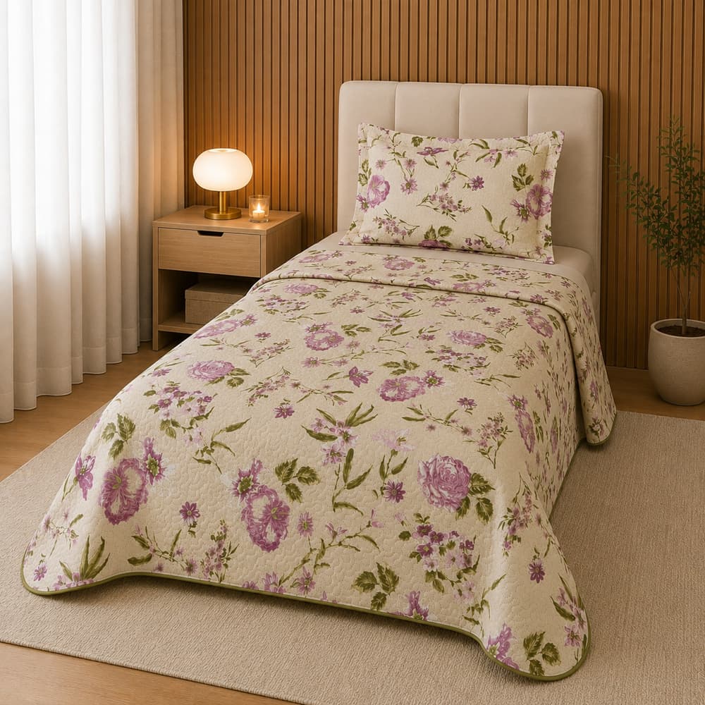Cobre Leito Solteiro Colcha Dupla Face Estampada 2 Peças Kit Cama com Porta Travesseiro