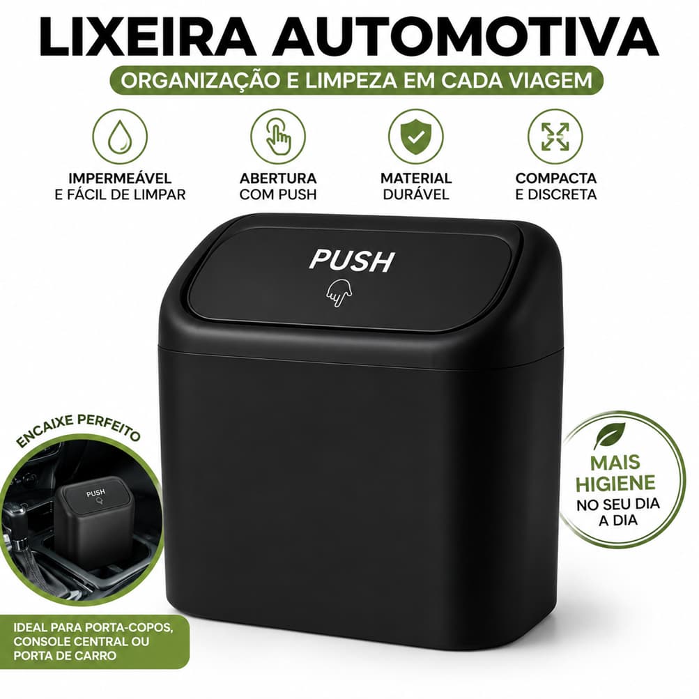 Mini Lixeira Portátil Para Carro Veículos Porta Treco Preta ENVIO IMEDIATO