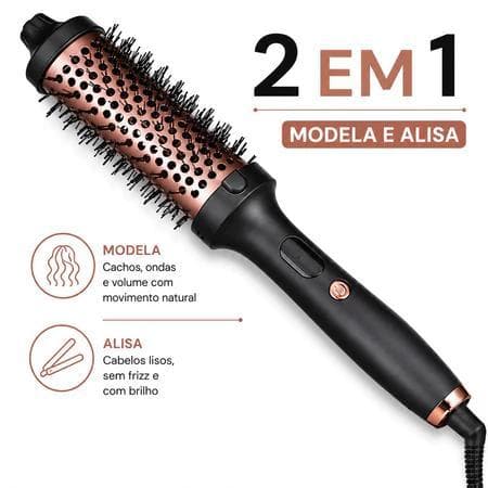Escova Alisadora de Cabelo 220V – Escova Modeladora com Display LED e Temperatura Ajustável, Proteção Térmica