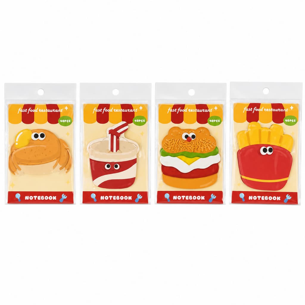 Bloco Adesivo Fast Food Kawaii 40 Folhas