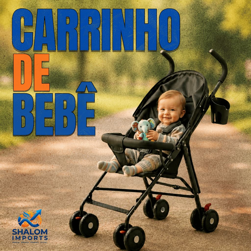 Carrinho de Bebe com Guarda Sol 4 Rodas 360 Graus com Cinto 5 Pontos