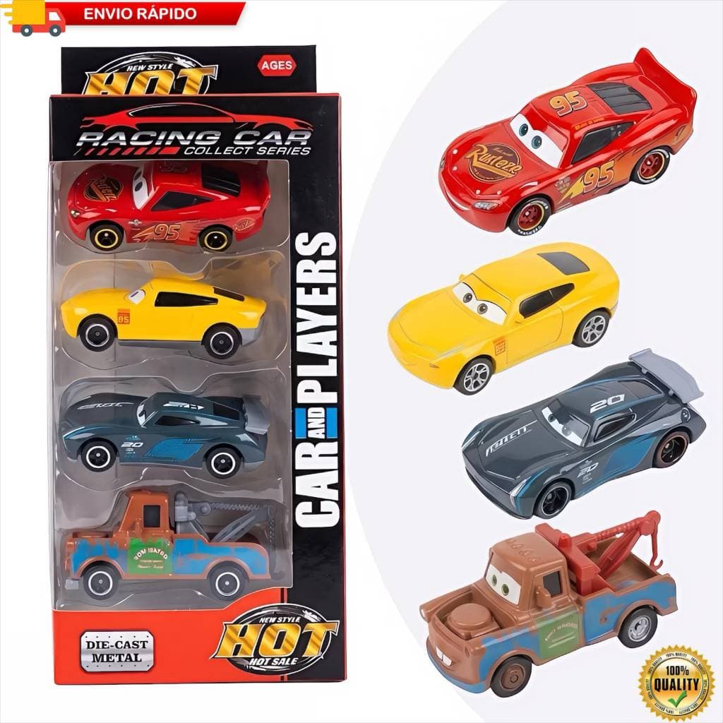 Kit 4 Carros de Metal McQueen Carros do Filme Brinquedos Colecionáveis ​​de Alta Qualidade