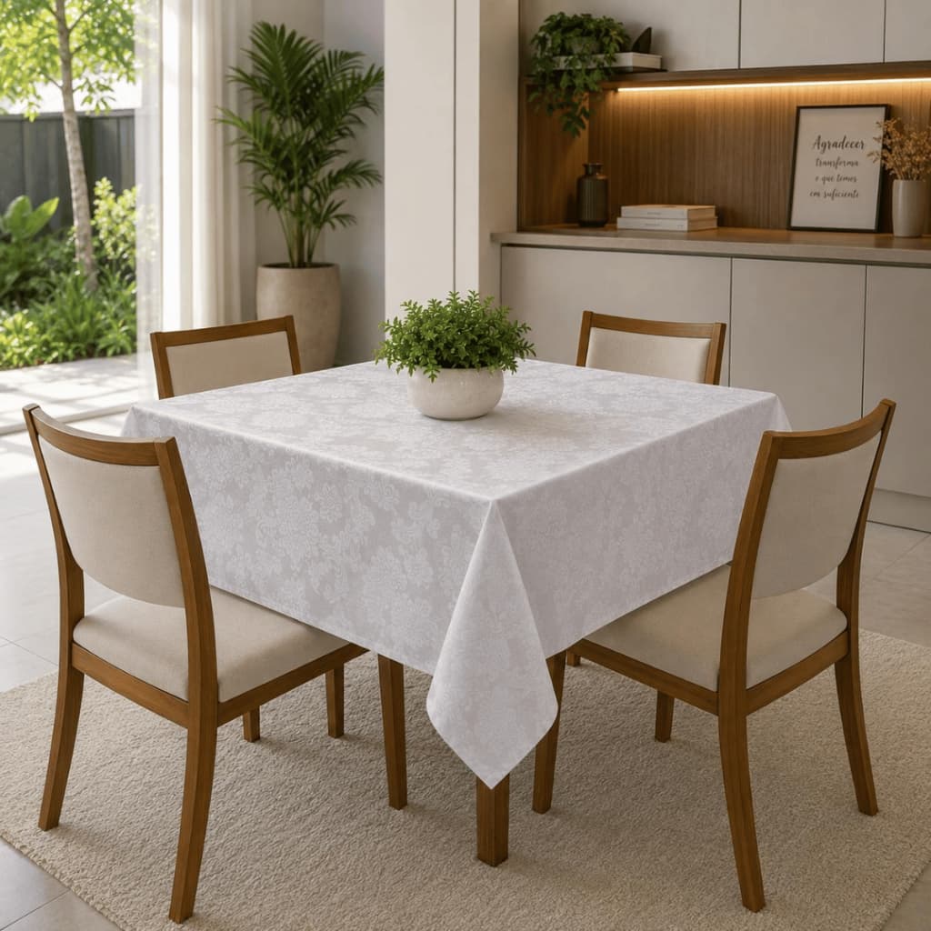 Toalha De Mesa 4 Lugares Jacquard Luxo Original Tecido Grosso Restaurante 1,40 X  1,40M