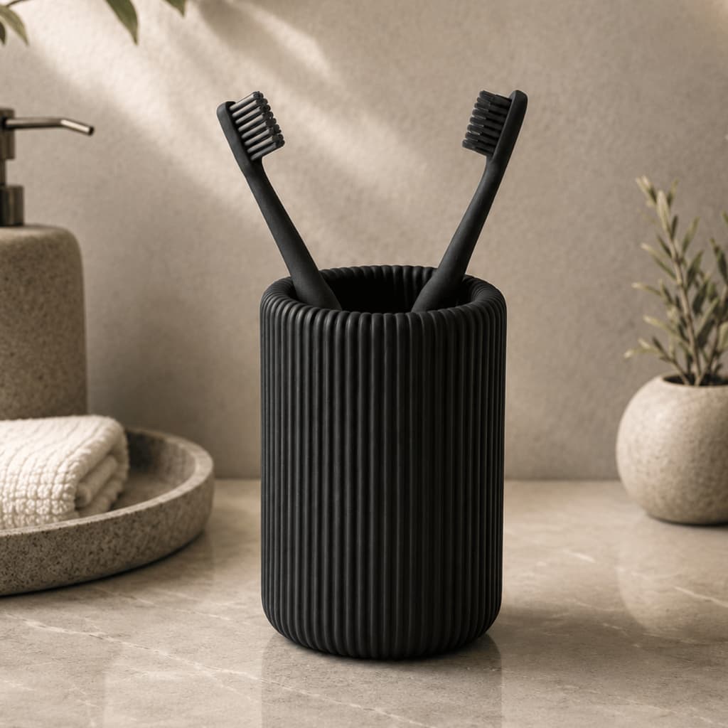Porta Escova de Dente Organizador de Bancada Banheiro Canelado