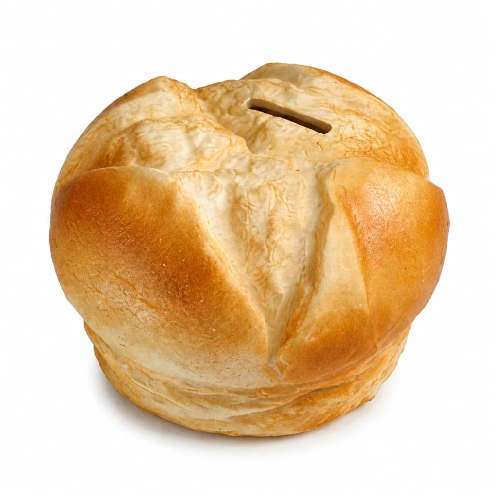Cofre Porta Moedas em Resina Formato de Pão 15x9cm Enfeite Divertido para Cozinha Decoração