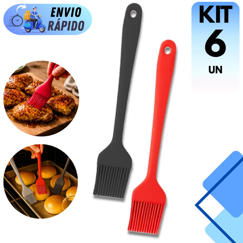 KIT PINCEL CULINÁRIO DE SILICONE RESISTENTE AO CALOR PARA COZINHA CONFEITARIA UNTAR FORMAS