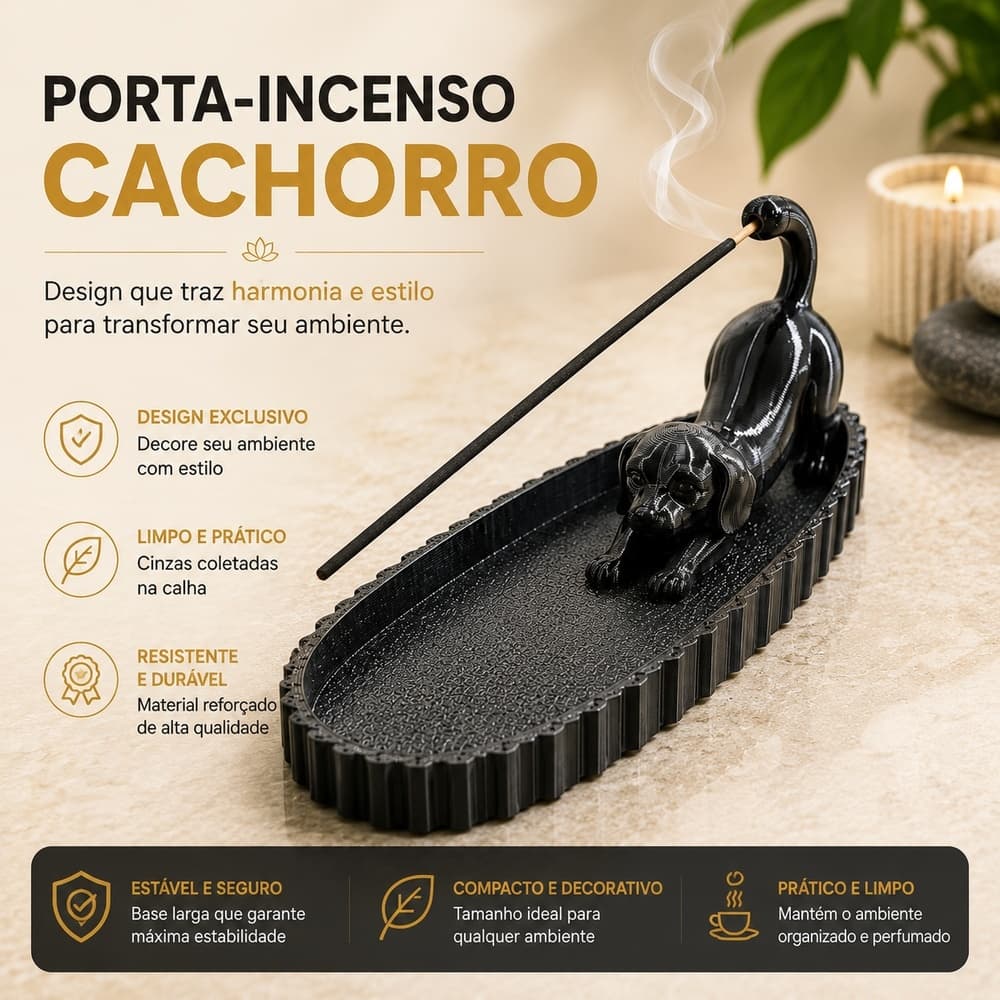 Porta Incenso Cachorro Suporte Incenso Decorativo  Incensario Zen Decoração Boho Queimador de Varetas Cachorrinho Fofo