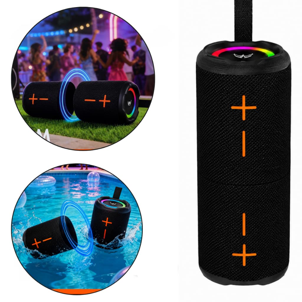 Caixa De Som Bluetooth  Portátil  2em1, 50w Potente Graves Bass Boost  Com Leds RGB Super Potente