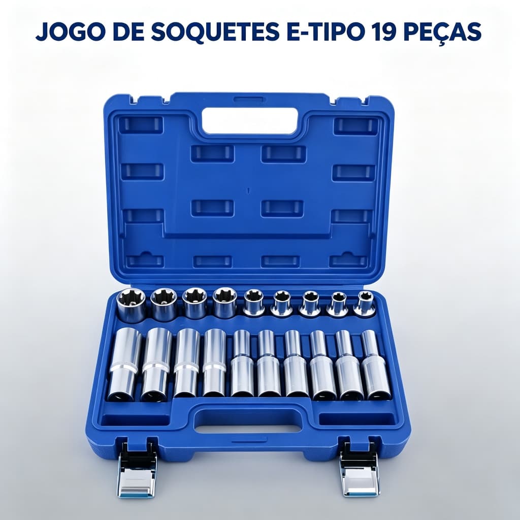 Kit Soquetes E‑Tipo 19 Peças Jogo de Soquetes Estrela Reparo Automotivo Oficina Mecânica JUMLEE