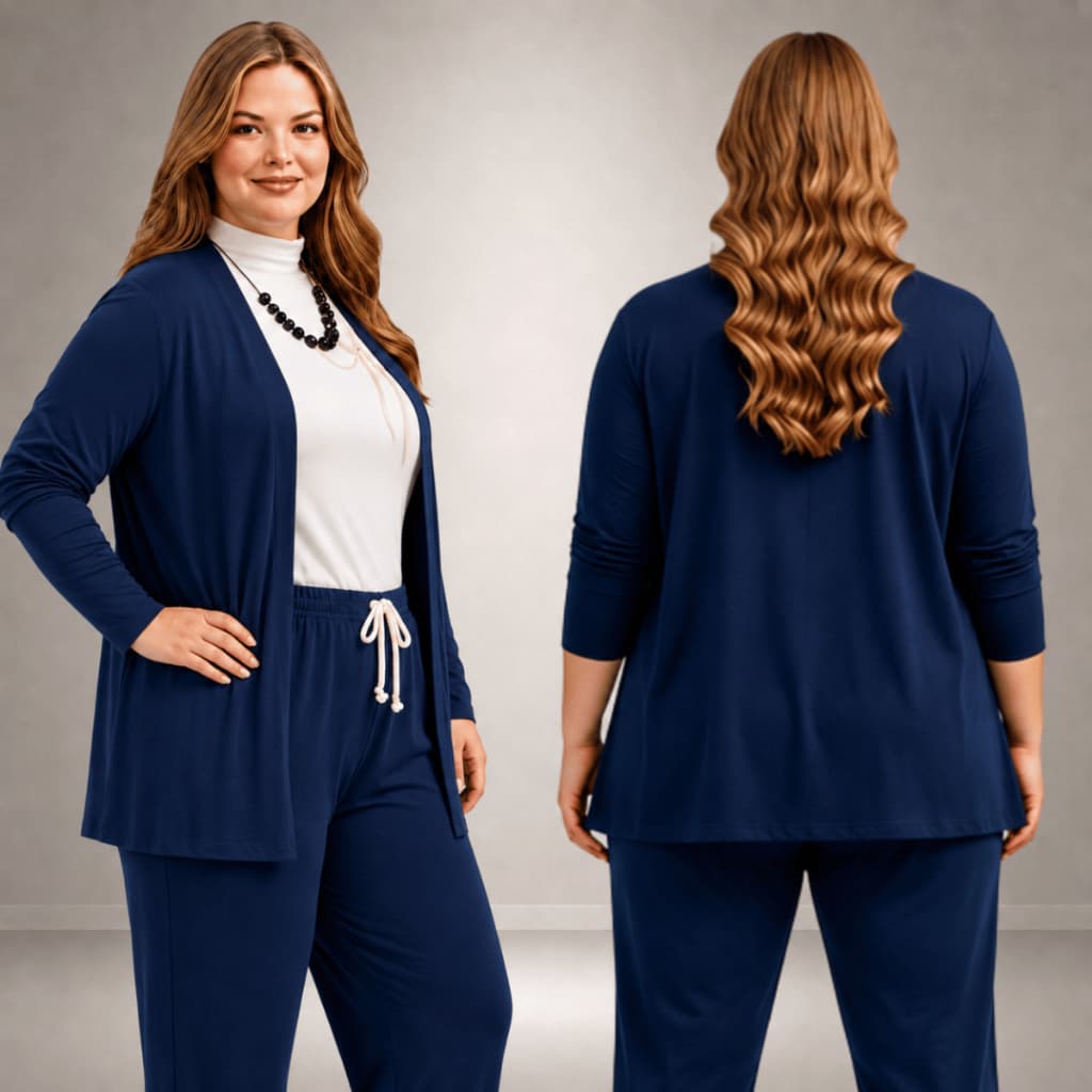 Casaco Feminino Cardigan Aberto Manga Longa Sobreposição Casual Elegante Confortável