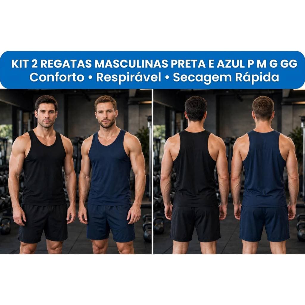 Kit 2 Regatas Dry Fit Masculina Academia Treino Dia a Dia