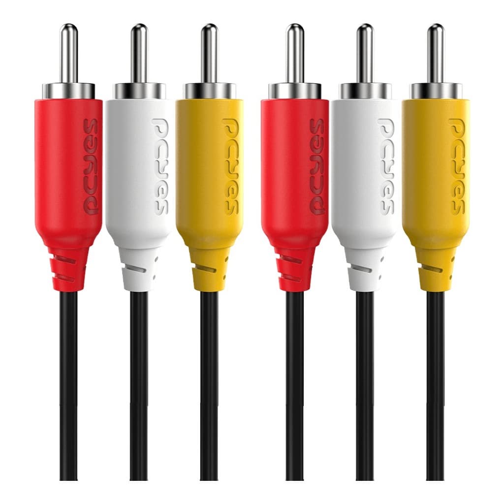 Cabo de Video Composto 3 RCA Macho para 3 RCA Macho Pcyes P3R-2 2 Metros