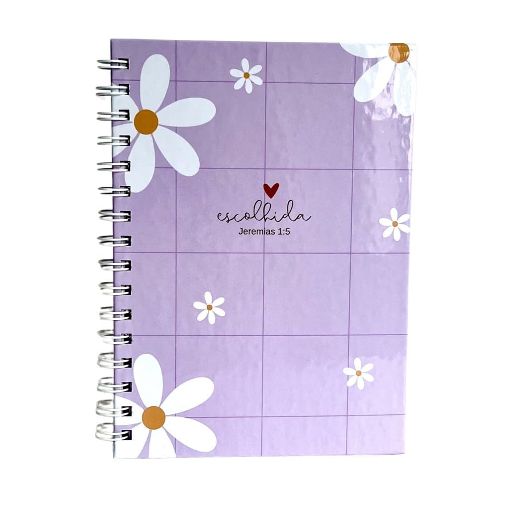 Caderno Escrita Floral A5 Papel off set 75g Capa Dura Agenda Anotações Diário Oração Presente