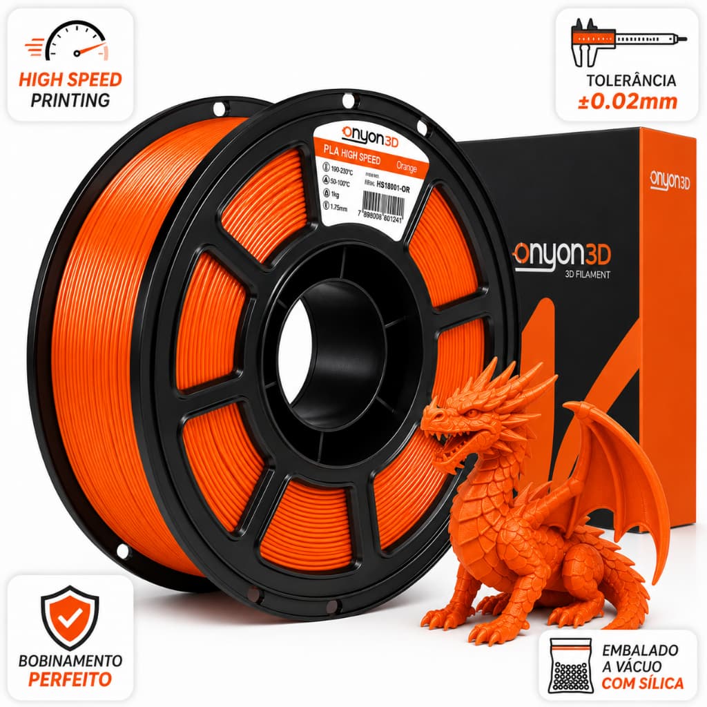 Filamento PLA High Speed 1.75mm 1kg Onyon 3D - Impressão Rápida Para Impressora FDM
