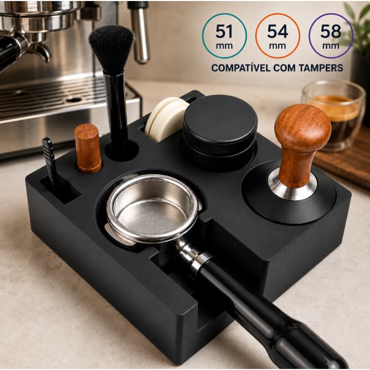 Estação de Compactação Café Espresso Suporte Tamper Barista 51mm 54mm 58mm Universal
