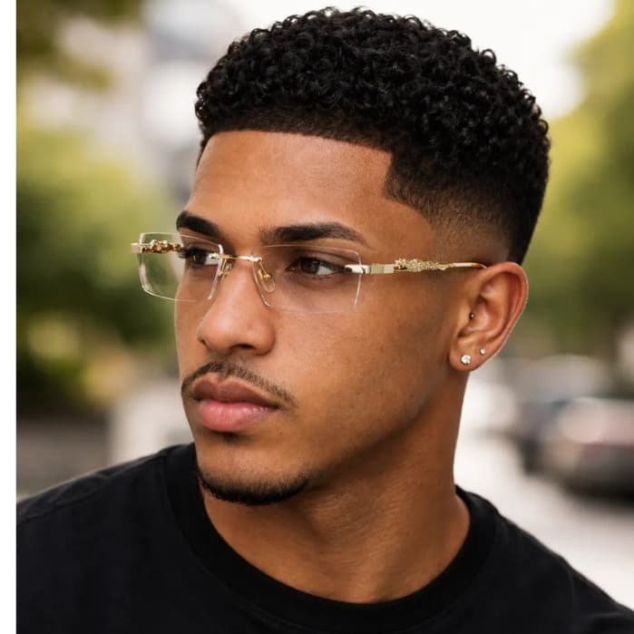 Óculos de Sol Empresário Old Money Sem Armação Metal Masculino Lentes Polarizada Óculos Escuro