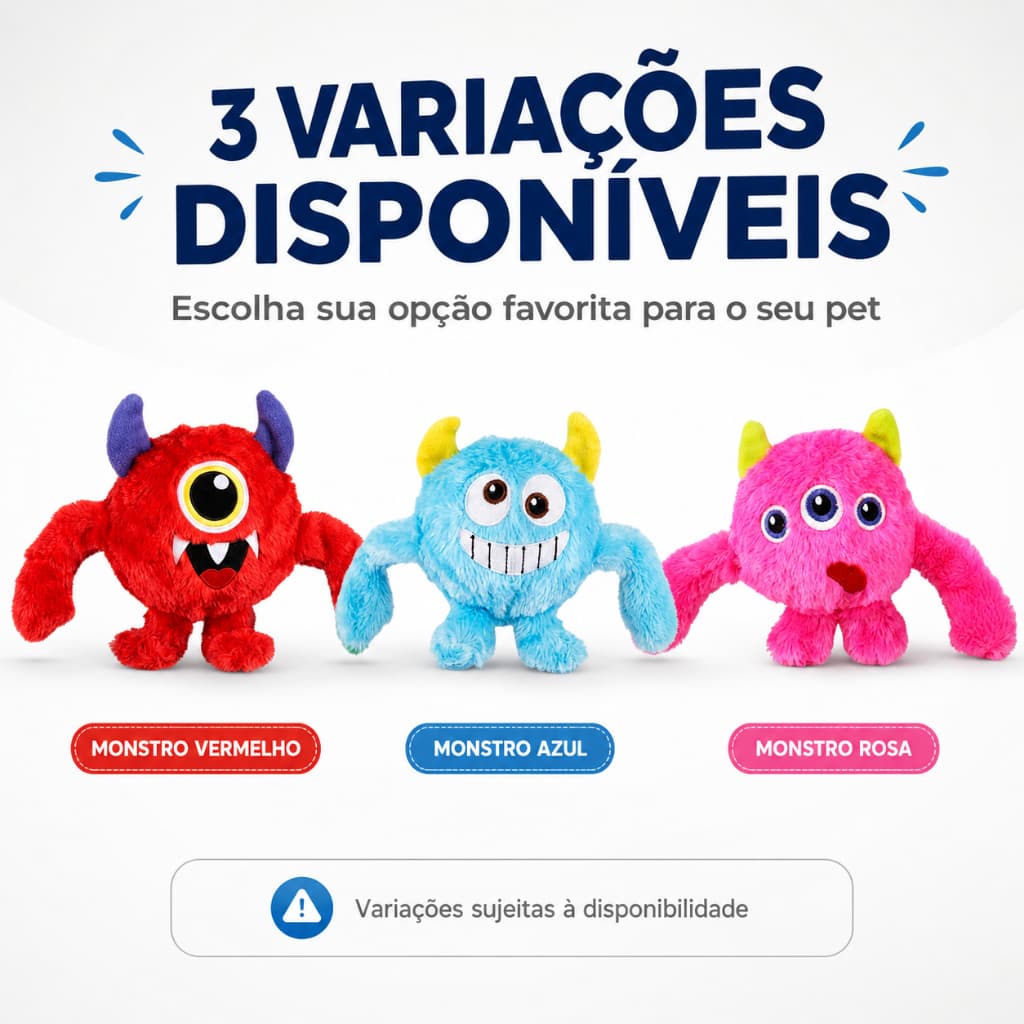 Brinquedo Interativo Pelúcia Monstro Diversão para Cães , com Apito - JAMBO PET