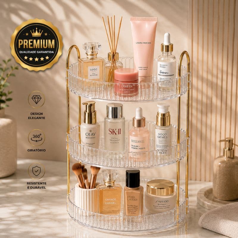 Organizador Giratório 360° Multiandar 2 ou 3 Níveis para Maquiagem Perfume Cosméticos Banheiro