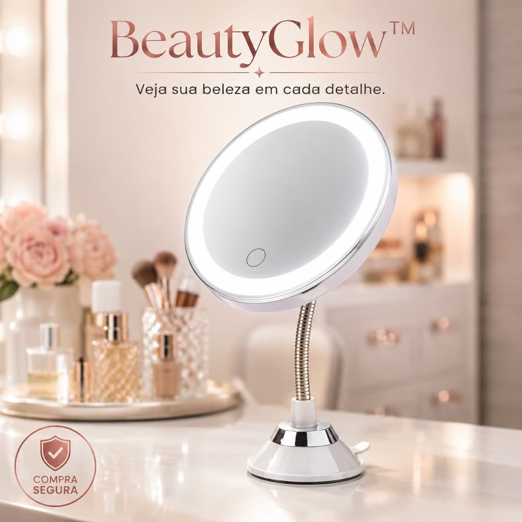 👩‍🦰 Espelho Maquiagem Led Redondo Mesa Luz Usb Brilho Ajustavel Portatil Mãos Livres Maquiagens perfeitas